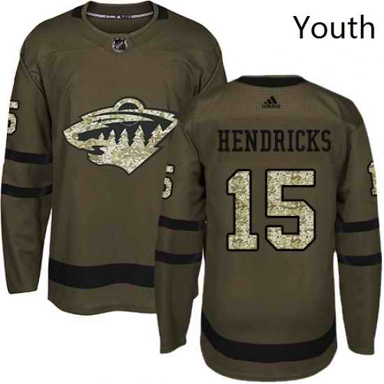 Youth Adidas Minnesota Wild 15 Matt Hendricks Premier Green Salute to Service NHL Jersey
